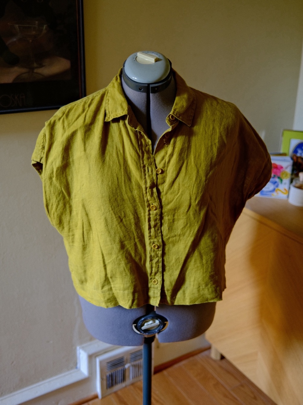 Madewell Olive-Green Button-Down Crop Shirt